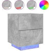 Berkfield Home Bedside Cabinet with LED Lights Concrete Grey Engineered Wood