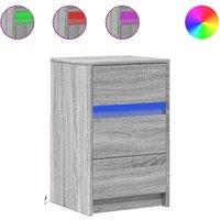 Berkfield Home Bedside Cabinet with LED Lights Grey Sonoma Engineered Wood
