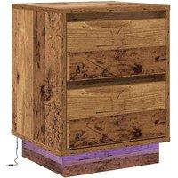 Berkfield Home Bedside Cabinet with LED Lights Old Wood 39x34.5x50 cm in Brown