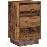 Berkfield Home Bedside Cabinet with LED Old Wood 39x34.5x65 cm Engineered Wood in Brown