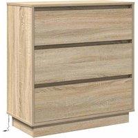 Berkfield Home Bedside Cabinet with LED Sonoma Oak 71x34, 5x75 cm Engineered Wood in Beige