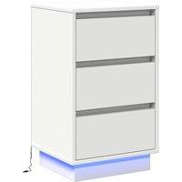 Berkfield Home Bedside Cabinet with LED White 39x34.5x65 cm Engineered Wood