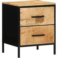 Berkfield Home Bedside Cabinets 2 pcs 40x35x50 cm Solid Wood Rough Mango in Black | Size: 40 x 35 x 50 cm