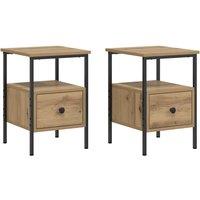 Berkfield Home Bedside Cabinets 2 pcs Artisan Oak 34x36x50 cm Engineered Wood in Brown | Size: 34 x 36 x 50 cm