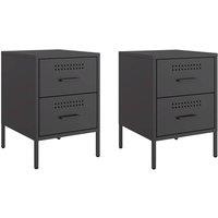 Berkfield Home Bedside Cabinets 2 pcs Black 36x39x50.5 cm Steel