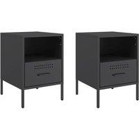 Berkfield Home Bedside Cabinets 2 pcs Black 36x39x50.5 cm Steel