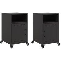 Berkfield Home Bedside Cabinets 2 pcs Black 36x39x59 cm Steel | Size: 36 x 39 x 59 cm
