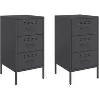 Berkfield Home Bedside Cabinets 2 pcs Black 36x39x68 cm Steel | Size: 36 x 39 x 68 cm
