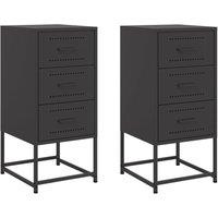 Berkfield Home Bedside Cabinets 2 pcs Black 36x39x78 cm Steel | Size: 36 x 39 x 78 cm