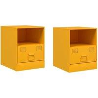 Berkfield Home Bedside Cabinets 2 pcs Mustard Yellow 34.5x39x44 cm Steel