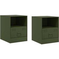 Berkfield Home Bedside Cabinets 2 pcs Olive Green 34.5x39x44 cm Steel