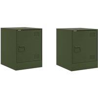 Berkfield Home Bedside Cabinets 2 pcs Olive Green 34.5x39x44 cm Steel