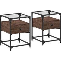 Berkfield Home Bedside Cabinets 2 pcs Brown Oak 40x40x55 cm Engineered Wood | Size: 40 x 40 x 55 cm