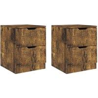 Berkfield Home Bedside Cabinets 2 pcs Smoked Oak 40x40x50 cm Engineered Wood in Brown | Size: 40 x 40 x 50 cm