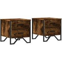 Berkfield Home Bedside Cabinets 2 pcs Smoked Oak 40x41x40 cm Engineered Wood in Brown | Size: 40 x 41 x 40 cm