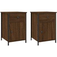 Berkfield Home Bedside Cabinets 2 pcs Brown Oak 40x42x60 cm Engineered Wood | Size: 40 x 42 x 60 cm