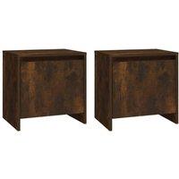 Berkfield Home Bedside Cabinets 2 pcs Smoked Oak 45x34x44.5 cm Engineered Wood in Brown