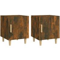 Berkfield Home Bedside Cabinets 2 pcs Smoked Oak Engineered Wood in Brown