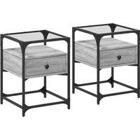 Berkfield Home Bedside Cabinets 2 pcs Gery Sonoma 40x40x55 cm Engineered Wood in Grey | Size: 40 x 40 x 55 cm