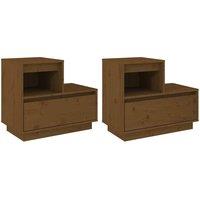 Berkfield Home Bedside Cabinets 2 pcs Honey Brown 60x34x51 cm Solid Wood Pine | Size: 60 x 34 x 51 cm