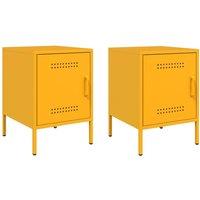 Berkfield Home Bedside Cabinets 2 pcs Mustard Yellow 36x39x50.5 cm Steel
