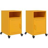 Berkfield Home Bedside Cabinets 2 pcs Mustard Yellow 36x39x59 cm Steel | Size: 36 x 39 x 59 cm