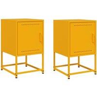 Berkfield Home Bedside Cabinets 2 pcs Mustard Yellow 36x39x60.5 cm Steel