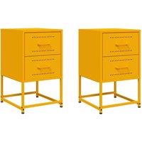 Berkfield Home Bedside Cabinets 2 pcs Mustard Yellow 36x39x60.5 cm Steel