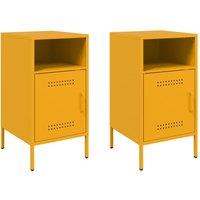 Berkfield Home Bedside Cabinets 2 pcs Mustard Yellow 36x39x68 cm Steel | Size: 36 x 39 x 68 cm