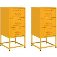 Berkfield Home Bedside Cabinets 2 pcs Mustard Yellow 36x39x78 cm Steel | Size: 36 x 39 x 78 cm