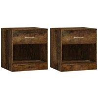 Berkfield Home Bedside Cabinets 2 pcs with Drawer Smoked Oak in Brown