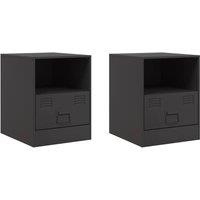 Berkfield Home Bedside Cabinets 2pcs Black 34.5x39x44 cm Steel