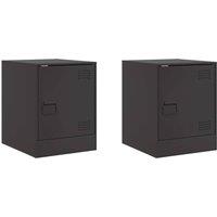 Berkfield Home Bedside Cabinets 2pcs Black 34.5x39x44 cm Steel