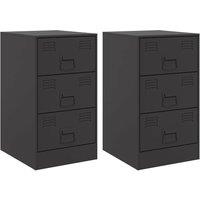 Berkfield Home Bedside Cabinets 2pcs Black 34.5x39x62 cm Steel