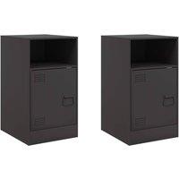 Berkfield Home Bedside Cabinets 2pcs Black 34.5x39x62 cm Steel