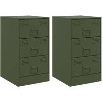 Berkfield Home Bedside Cabinets 2 pcs Olive Green 34.5x39x62 cm Steel
