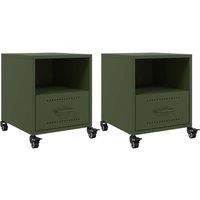 Berkfield Home Bedside Cabinets 2 pcs Olive Green 36x39x43.5 cm Steel