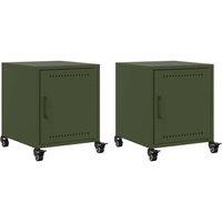Berkfield Home Bedside Cabinets 2 pcs Olive Green 36x39x43.5 cm Steel