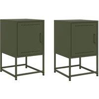 Berkfield Home Bedside Cabinets 2 pcs Olive Green 36x39x60.5 cm Steel