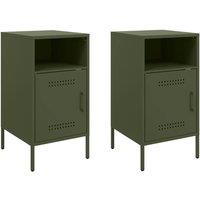 Berkfield Home Bedside Cabinets 2 pcs Olive Green 36x39x68 cm Steel | Size: 36 x 39 x 68 cm