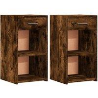 Berkfield Home Bedside Cabinets 2 pcs Smoked Oak 35x34x65 cm Engineered Wood in Brown | Size: 35 x 34 x 65 cm