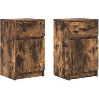 Berkfield Home Bedside Cabinets 2 pcs Smoked Oak 39x35x65 cm Engineered Wood | Size: 39 x 35 x 65 cm
