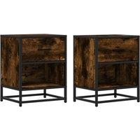 Berkfield Home Bedside Cabinets 2 pcs Smoked Oak 40x31x50 cm Engineered Wood in Brown | Size: 40 x 31 x 50 cm