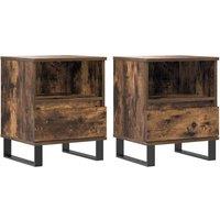 Berkfield Home Bedside Cabinets 2 pcs Smoked Oak 40x35x50 cm Engineered Wood in Brown | Size: 40 x 35 x 50 cm