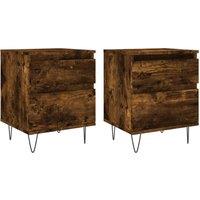 Berkfield Home Bedside Cabinets 2 pcs Smoked Oak 40x35x50 cm Engineered Wood in Brown | Size: 40 x 35 x 50 cm