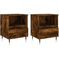 Berkfield Home Bedside Cabinets 2 pcs Smoked Oak 40x35x50 cm Engineered Wood in Brown | Size: 40 x 35 x 50 cm