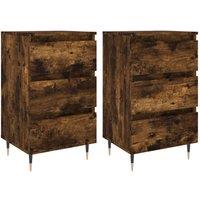 Berkfield Home Bedside Cabinets 2 pcs Smoked Oak 40x35x69 cm Engineered Wood in Brown | Size: 40 x 35 x 69 cm