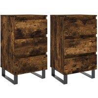 Berkfield Home Bedside Cabinets 2 pcs Smoked Oak 40x35x69 cm Engineered Wood in Brown | Size: 40 x 35 x 69 cm
