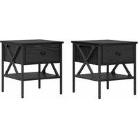Berkfield Home Bedside Tables 2 pcs Black Oak 40x42x45 cm Engineered Wood | Size: 40 x 42 x 45 cm
