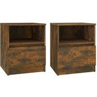 Berkfield Home Bedside Cabinets 2 pcs Smoked Oak 40x40x50 cm Engineered Wood in Brown | Size: 40 x 40 x 50 cm